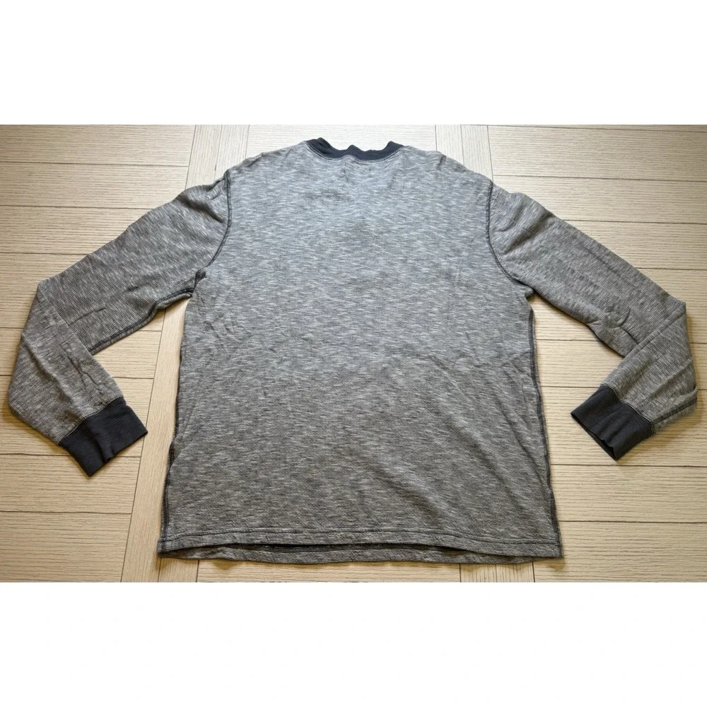J. Crew Double Knit Navy‎ striped Men's Henley Long Sleeved Tee. Cotton. Sz XL